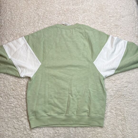 NWT Madewell Oversized Raglan Sweatshirt in Size Small and in Green/white - Picture 10 of 10